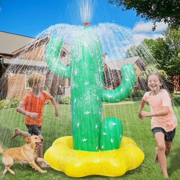 Giant Inflatable Cactus Sprinkler for Kids Ages 3+, 64" Large Outdoor Water Toy - Picture 7 of 7